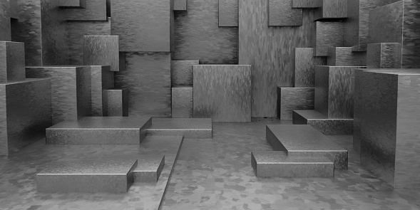 Render of 3D Geometric Abstract Cuboid Wallpaper Background