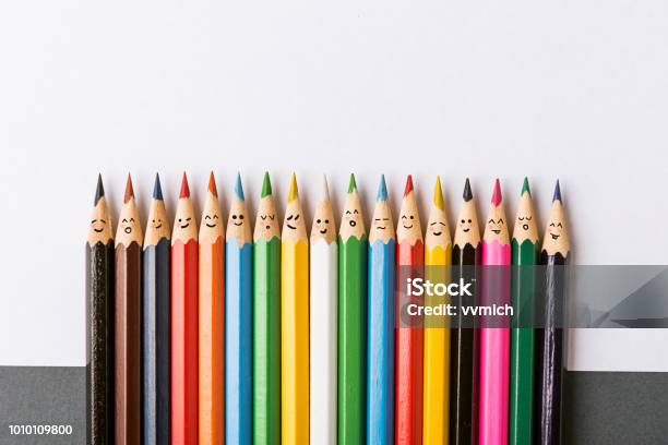 Colour Pencils Stock Photo - Download Image Now - Diversity, Teamwork, Social Inclusion