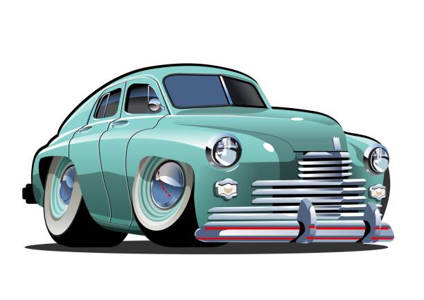 Vector Cartoon retro car Cartoon retro car. Available eps-10 vector format separated by groups and layers with transparency effects for one-click repaint car show stock illustrations