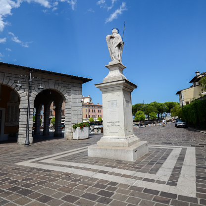 Statue dedicated to 16th-century Saint Angela Merici, holy patron of Desenzano del Garda, Lombardy, Italy on lived between the late fifteenth century and the first half of the sixteenth century