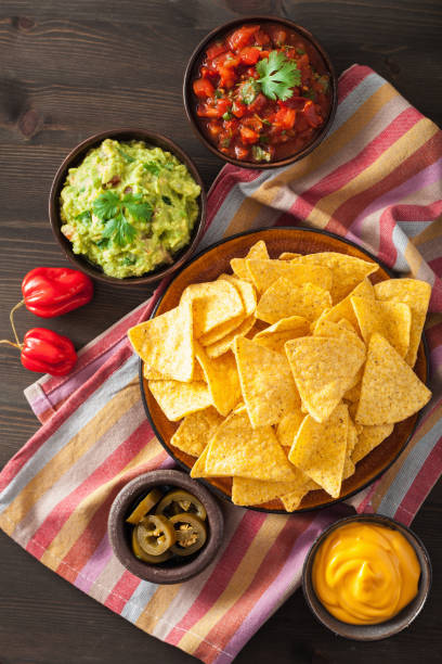 istock mexican nachos tortilla chips with guacamole, salsa and cheese dip 1010129840