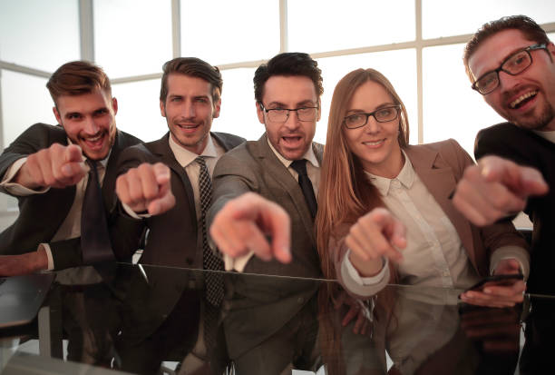 istock Businessmen in their office pointing to the front 1010135744