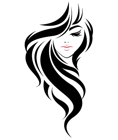 Women Long Hair Style Icon Logo Women On White Background Stock  Illustration - Download Image Now - iStock