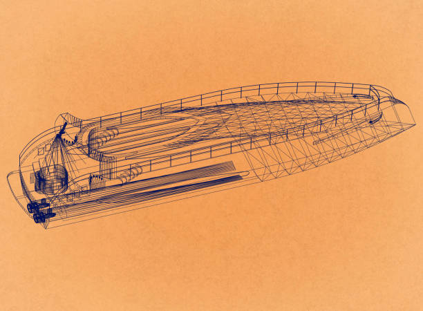 istock Yacht design - Retro Architect Blueprint 1010154230