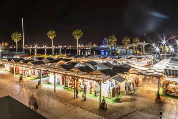 istock Malaga city port at night. 1010160874