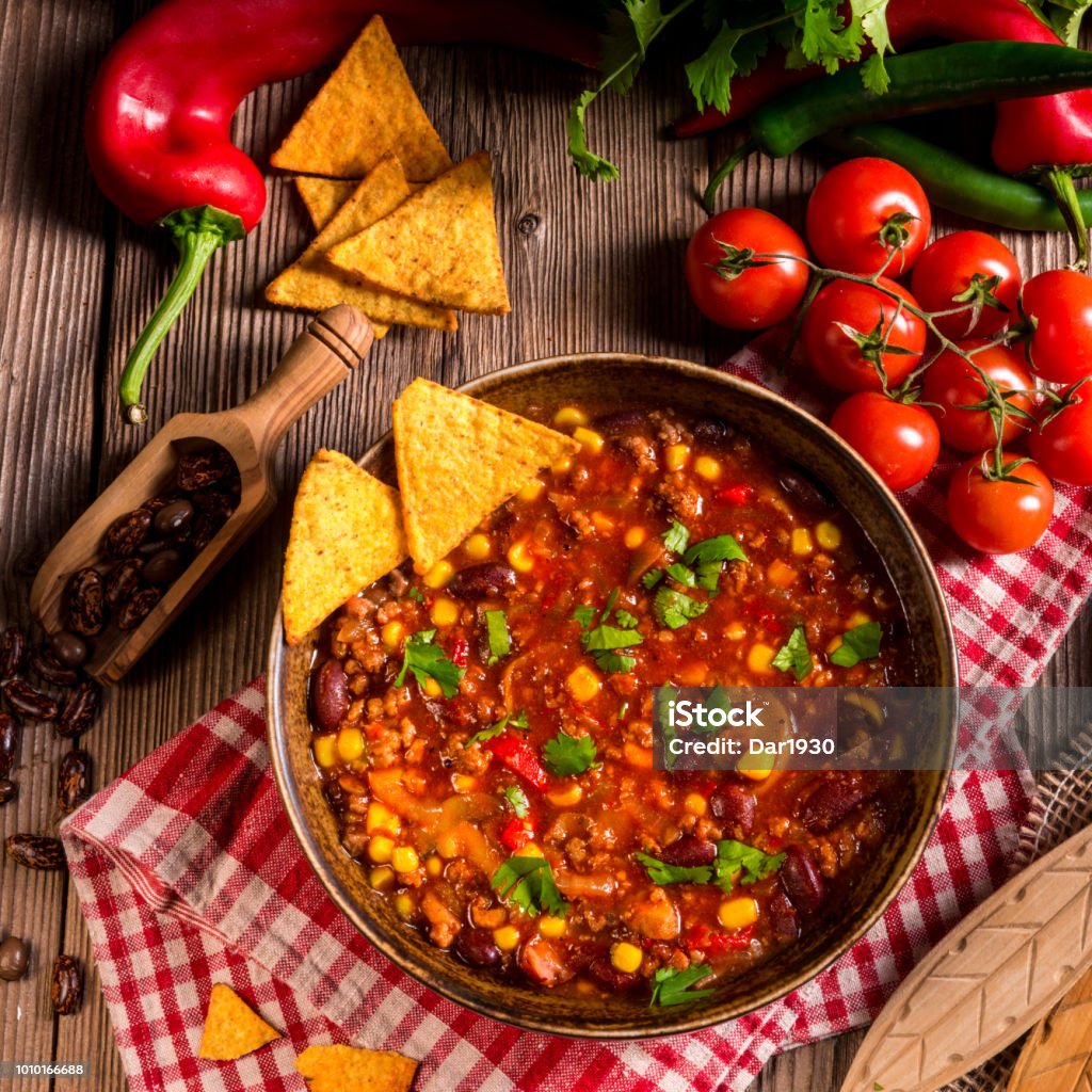 Chili with Meat Chili with CarneChili with Meat Chilli Powder Stock Photo