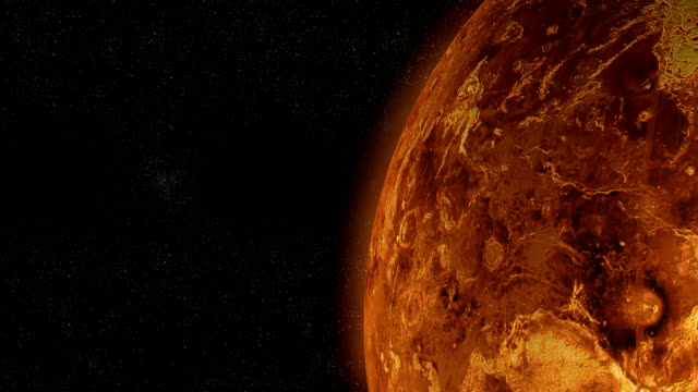 Surface of Venus planet orbiting in outer space
