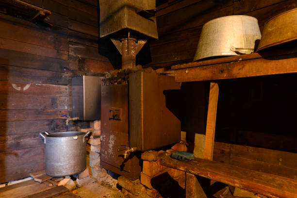 istock interior of an old wooden bath with bath accessories 1010191414