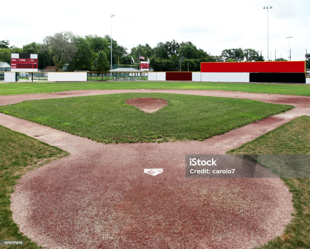 Youth baseball field. Small town ball field.  USA. Baseball Diamond Stock Photo