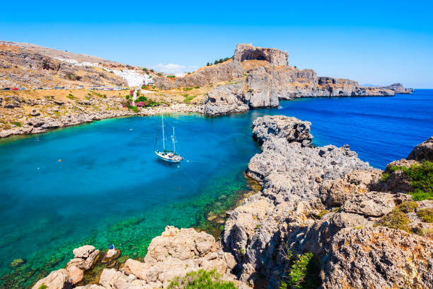 istock Lindos Acropolis and beach, Rhodes 1010201938