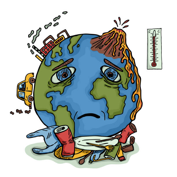 Planet Earth Pollution Vector Illustration Stock Illustration - Download  Image Now - Climate Change, Planet Earth, Pollution - iStock