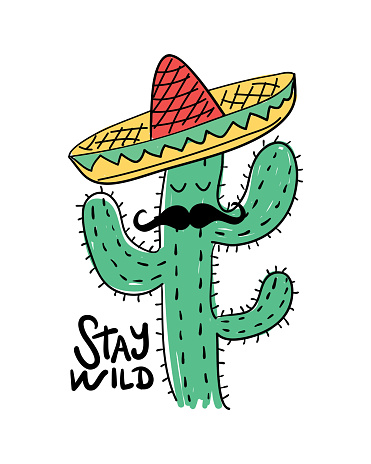 Fantastisch draadloos aanwijzing Cactus Tekenen Met Mexicaanse Hoed Voor T Shirt Graphics Mode Prenten  Posters Stickers En Andere Creatieve Toepassingen Stockvectorkunst en meer  beelden van Cactus - iStock