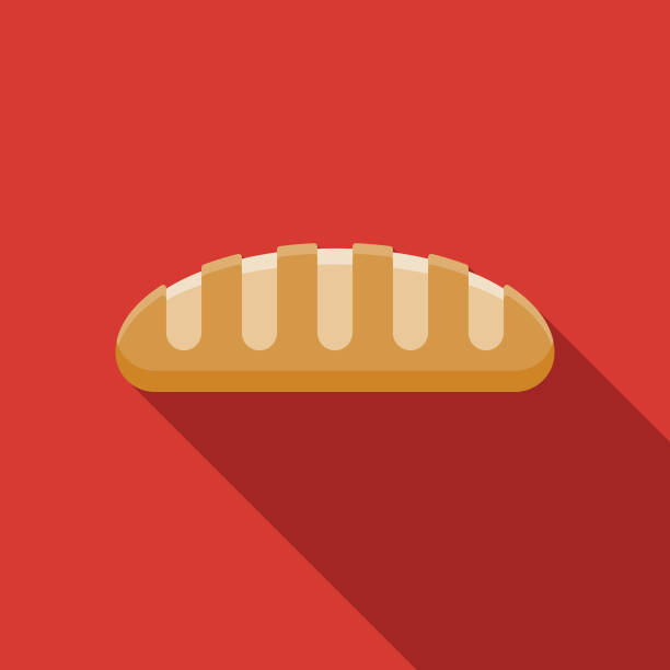 Baguette Flat Design France Icon A flat design France themed icon with a long side shadow. Color swatches are global so it’s easy to edit and change the colors. bread clipart stock illustrations
