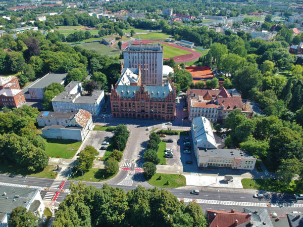 istock Aerial view on post office old building in city 1010289344
