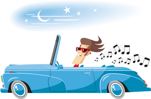 prowadzenie muzyki - road trip audio stock illustrations