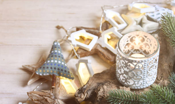 istock Cosy and soft winter background, knitted sweater and lights 1010292322