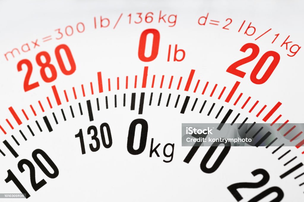 Closeup Of The Weight Scale Kg And Lb Stock Photo - Download Image