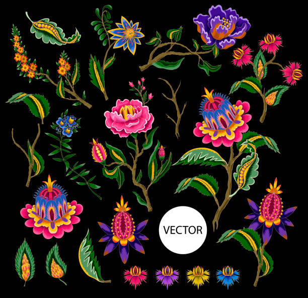 Indian Ethnic Ornament Elements Folk Flowers And Leaves For Print Or Embroidery Vector Illustration Stock Illustration - Download Image Now - iStock Indian Ethnic Ornament Elements Folk Flowers And Leaves For Print Or Embroidery Vector Illustration Stock Illustration - Download Image Now - iStock