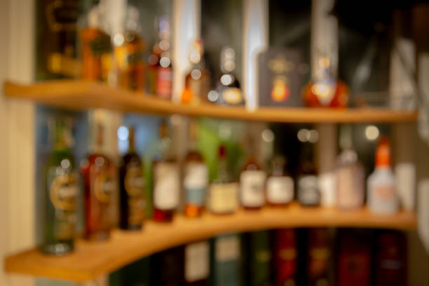 istock Defocused background and bottles of restaurant, bar or cafeteria background. 1010332862