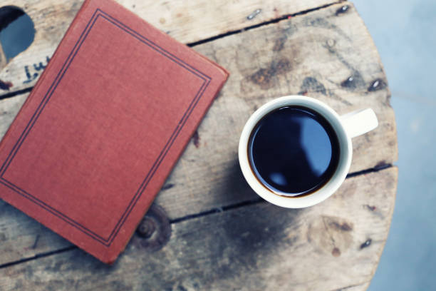coffee and books on wood