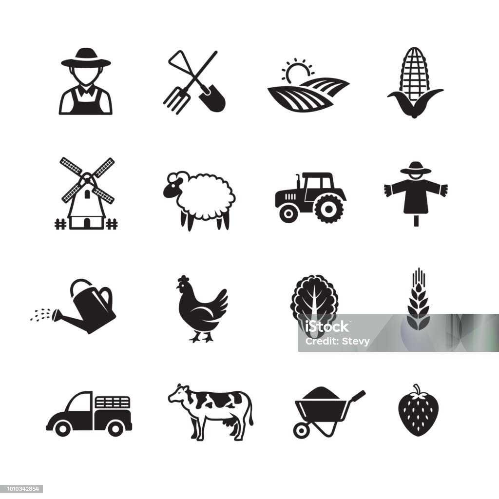 Agricultura y cría los iconos - arte vectorial de Ícono libre de derechos
