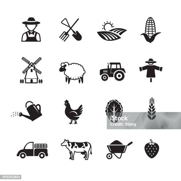 Ilustración de Agricultura Y Cría Los Iconos y más Vectores Libres de Derechos de Ícono - Ícono, Maíz - Zea, Maíz - Alimento