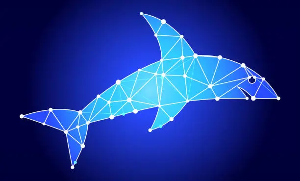 Vector illustration of Shark  Blue Triangle Node Vector Pattern