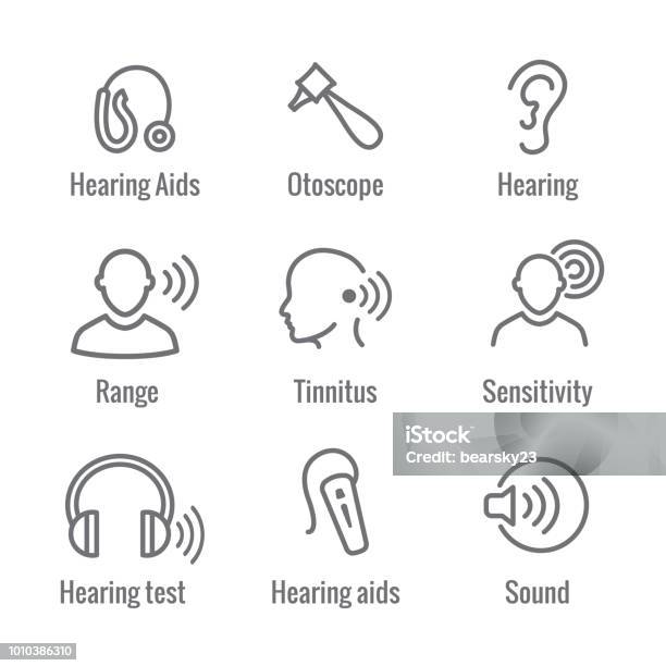 Hearing Aid Or Loss With Sound Wave Image Stock Illustration - Download Image Now - Icon Symbol, Listening, Hearing Aid