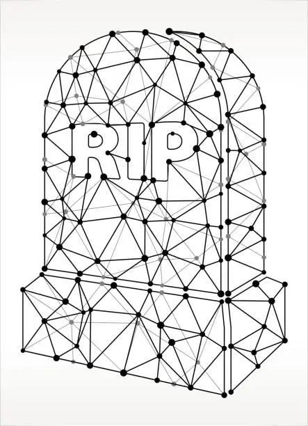 Vector illustration of RIP Tombstone Triangle Node Black and White Pattern
