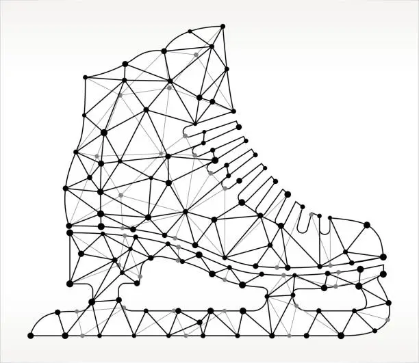 Vector illustration of Ice Skates Triangle Node Black and White Pattern
