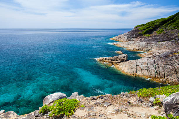 istock Beautiful beach at tropicana under clear sky and mountain 1010420798