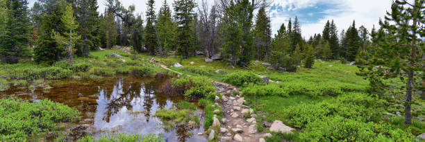 istock Wind River Range, Rocky Mountains, Wyoming, views from backpacking hiking trail to Titcomb Basin from Elkhart Park Trailhead going past Hobbs, Seneca, Island, Upper and Lower Jean Lakes as well as Photographers point. 1010443124