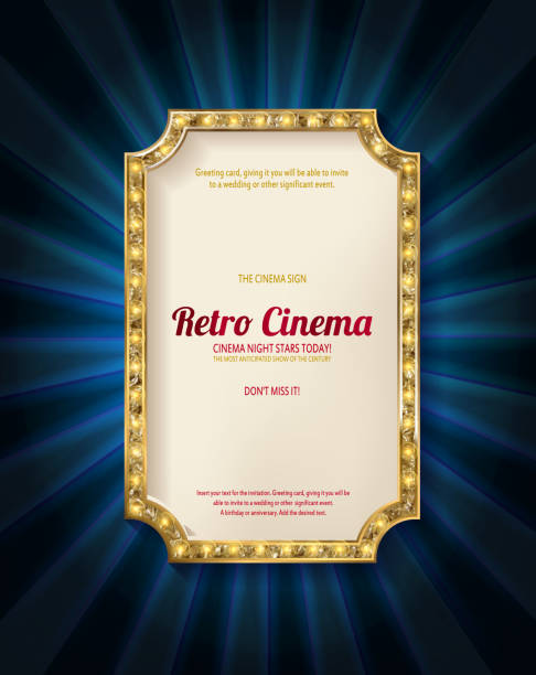 illustrations, cliparts, dessins animés et icônes de signe de platine d’�éclairage marquee de rendu 3d - film poster