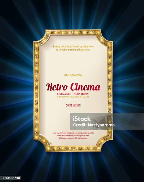 Signe De Platine Déclairage Marquee De Rendu 3d Vecteurs libres de droits et plus d'images vectorielles de Film cinématographique - Film cinématographique, Affiche, Affiche de film