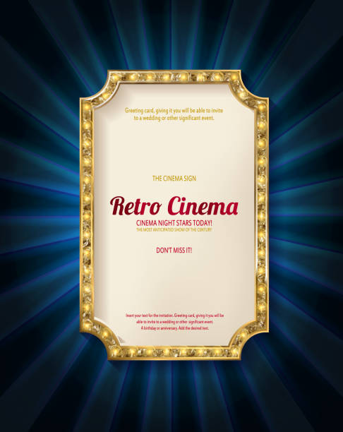 render 3d znak tablicy świetlnej markiza - disco gold carnival party stock illustrations