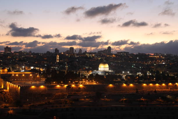 istock Jerusalem old city sunset night aerial view 1010467242