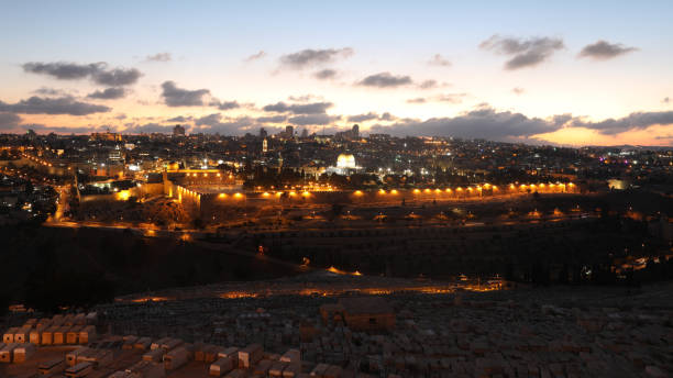 istock Jerusalem old city sunset night aerial view 1010471486