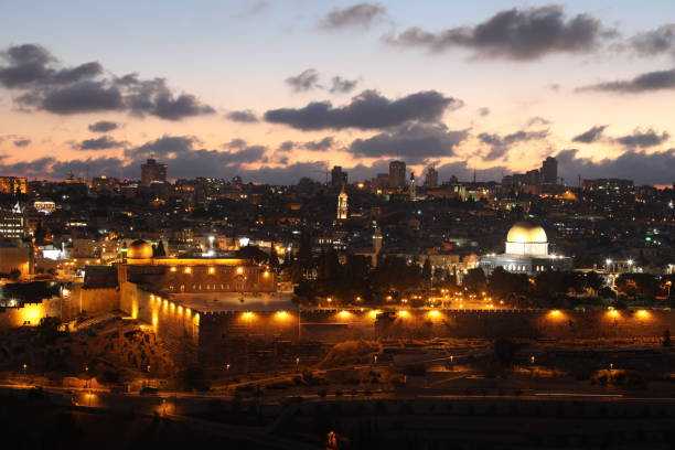 istock Jerusalem old city sunset night aerial view 1010474548