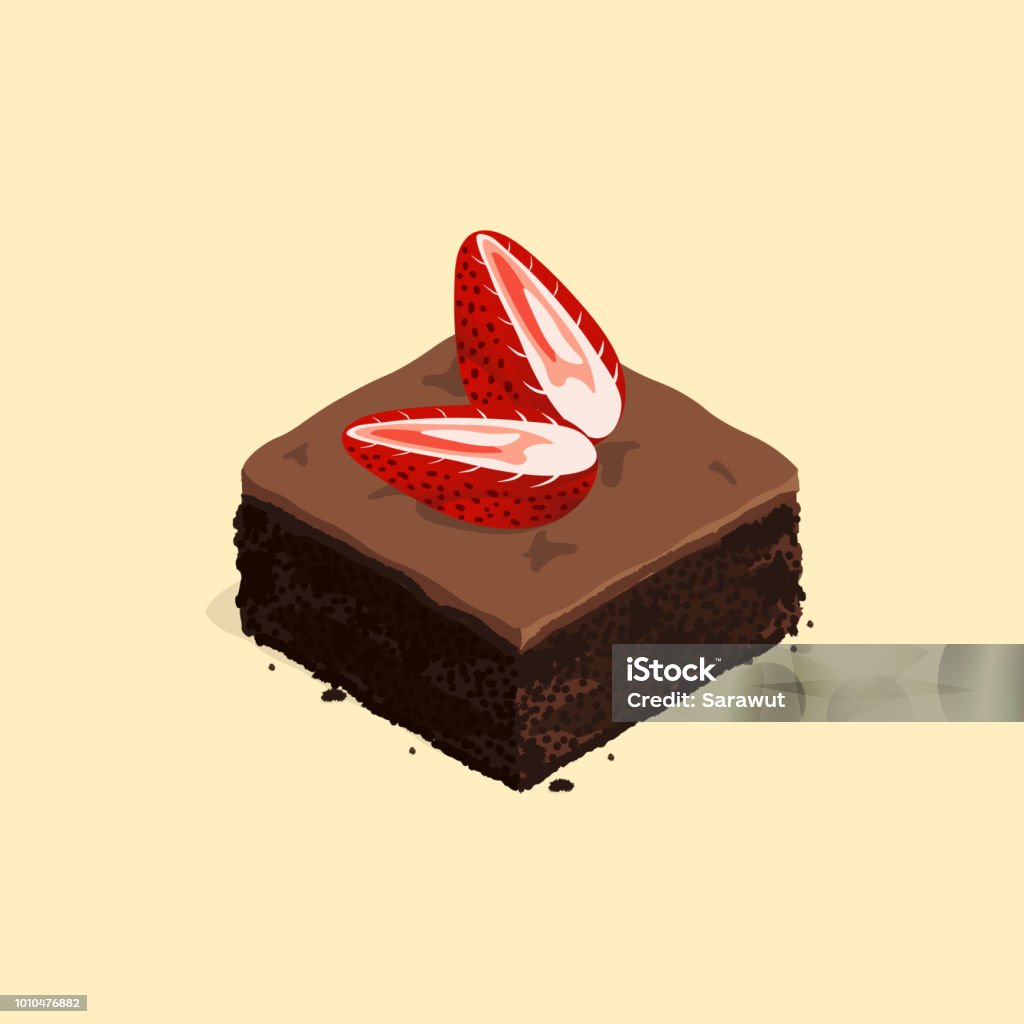 isometric strawberry brownie chocolate cake vector Brownie stock vector