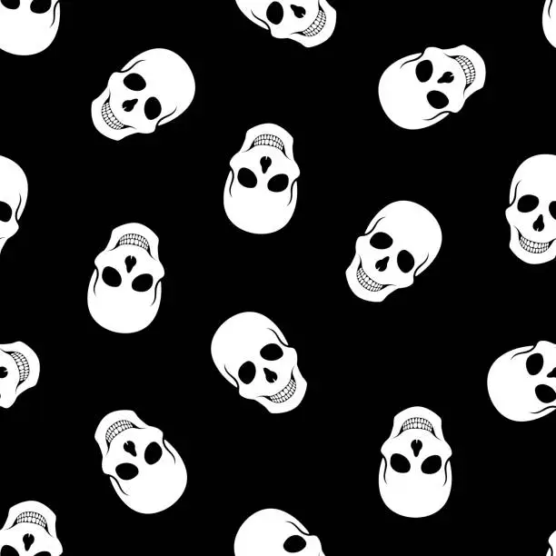 Vector illustration of Seamless pattern white skulls