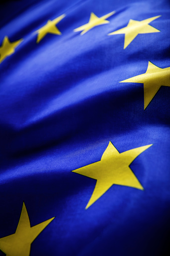 Close up of European Union flag background.