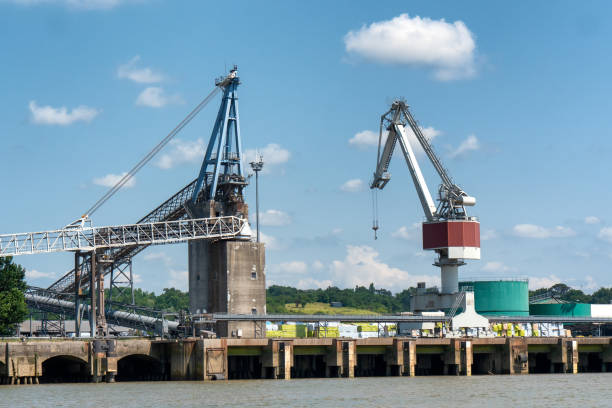istock two cranes dock on the Garonne river in Bordeaux city 1010496078