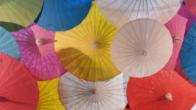 colorful paper hand craft umbrellas, handmade in Chiang Mai, Thailand.