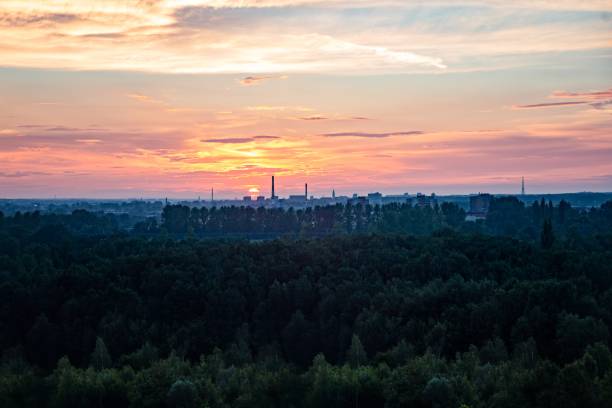 istock Sunset over industrial zone in Gliwice 1010507276