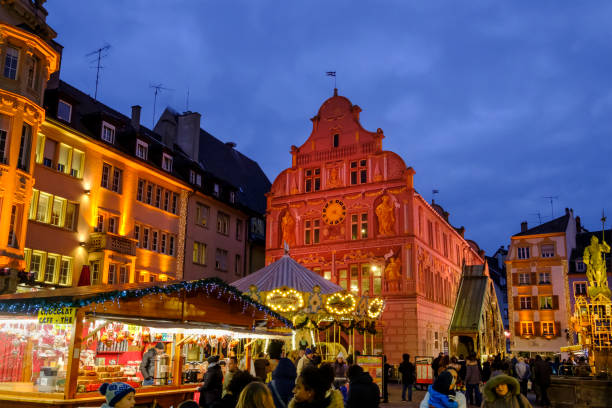 mulhouse zu weihnachten (elsass, frankreich) - mühlhausen stock-fotos und bilder