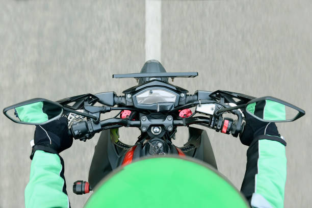 istock Top view of motorcycle taxi driver while riding 1010511336
