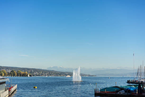 istock fountain on lake zurich with mountain view in summer 1010515142