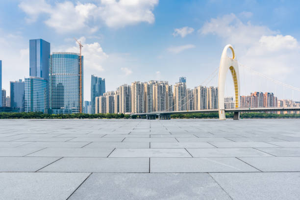istock Guangzhou city scenery and blank brick ground 1010521092