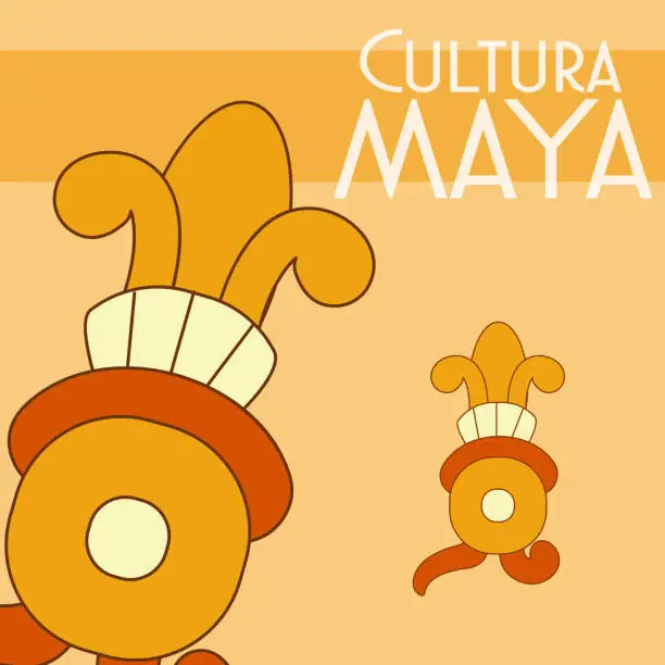 Vector illustration of Cultura Maya postcard