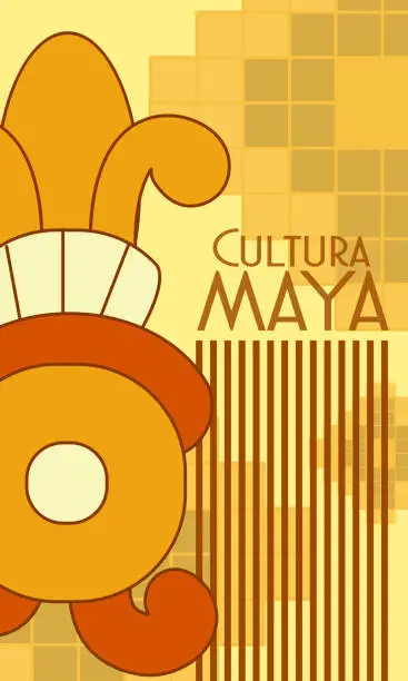 Vector illustration of Cultura Maya postcard